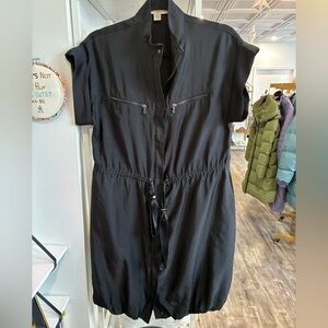 Bamford England black cinch waist dress with bubbled bottom